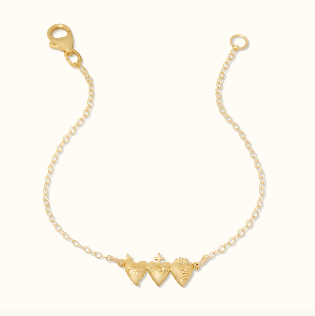 14K Gold Holy Family Hearts® Bracelet Tiny Version