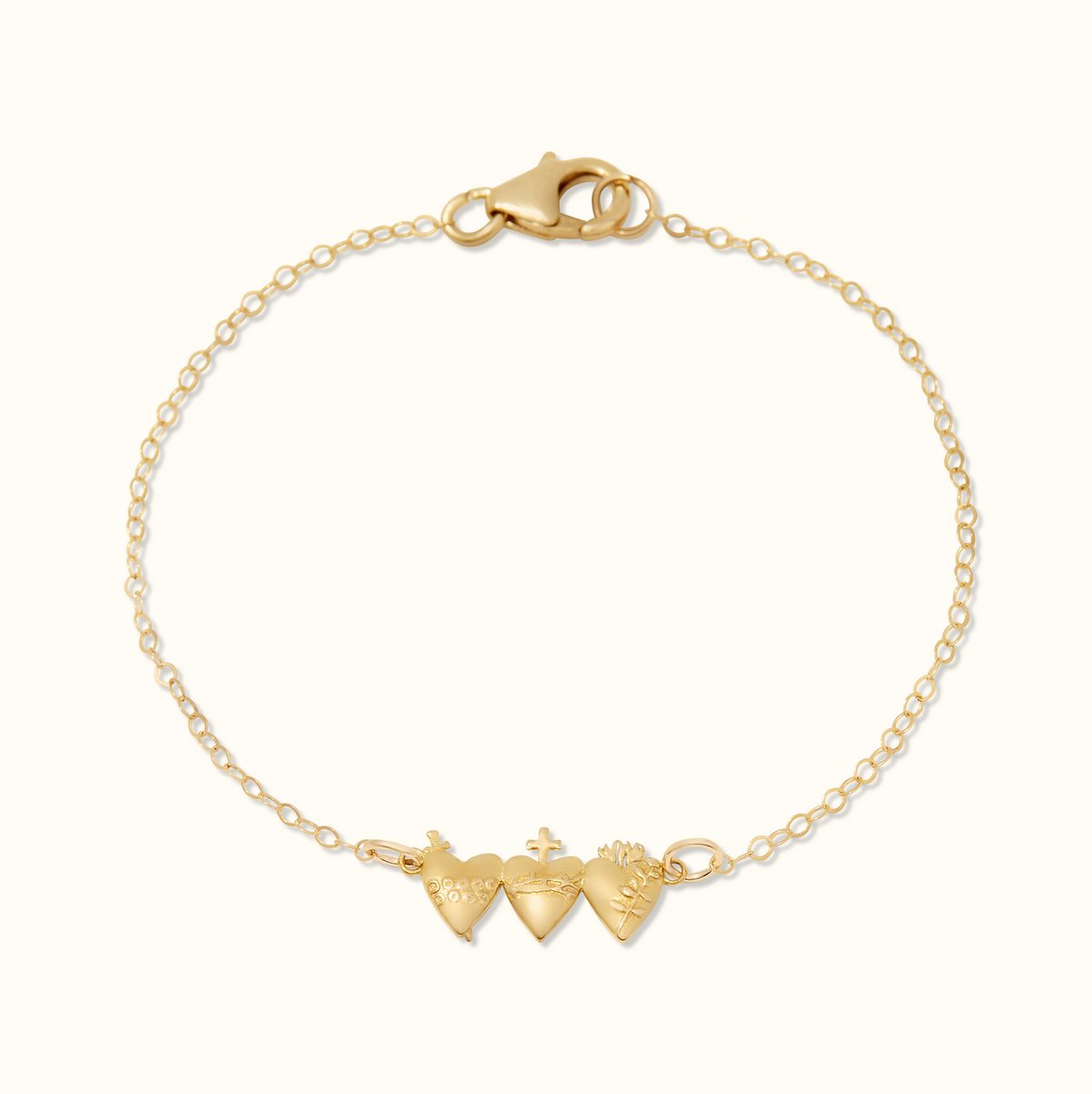 14K Gold Holy Family Hearts® Bracelet Tiny Version