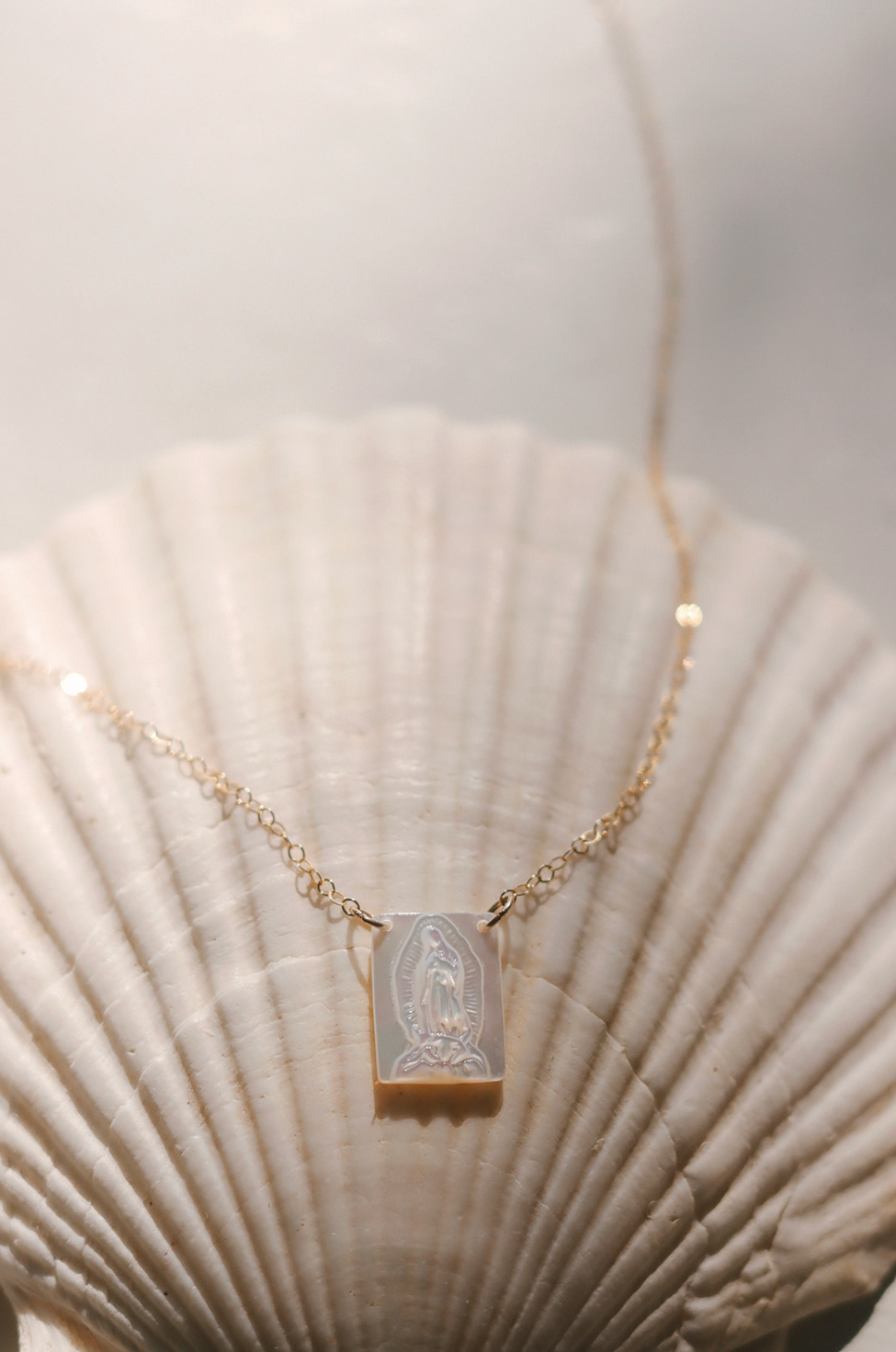 Mother of Pearl Guadalupe Necklace