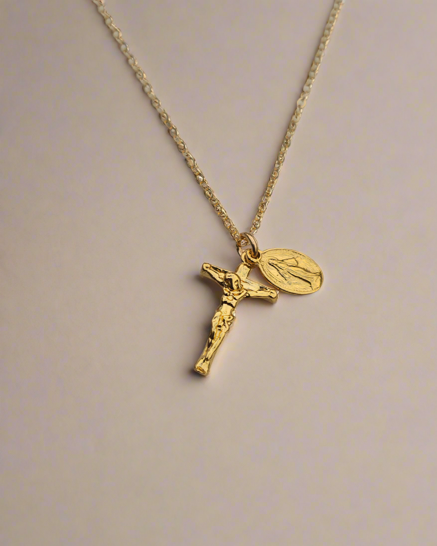 Miraculous Medal and Crucifix Necklace