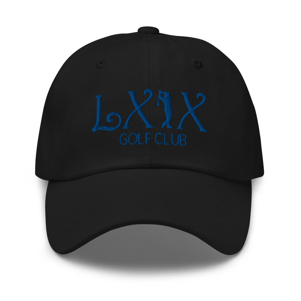 Curve Logo Dad Hat — Low-Profile Cotton Golf Cap (Blue Logo)