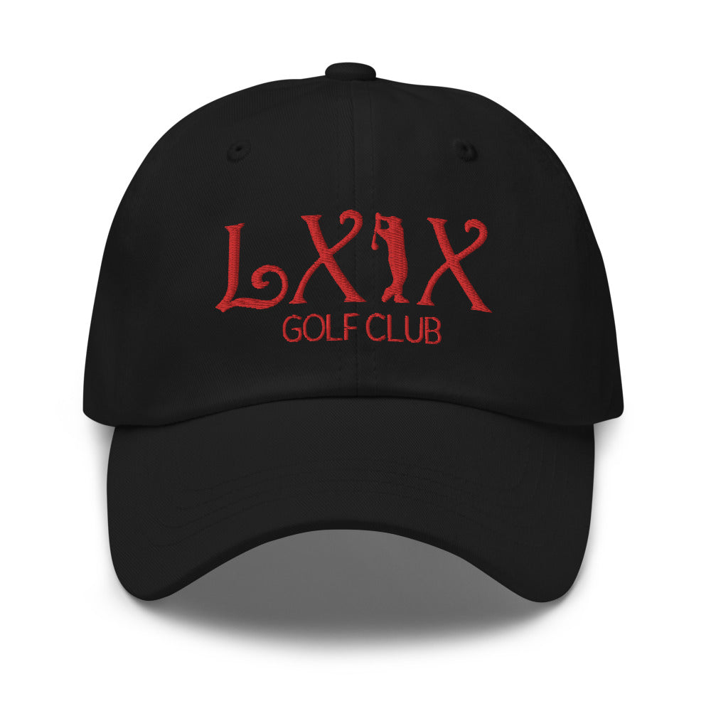 Curve Logo Dad Hat — Low-Profile Cotton Golf Cap (Red Logo)