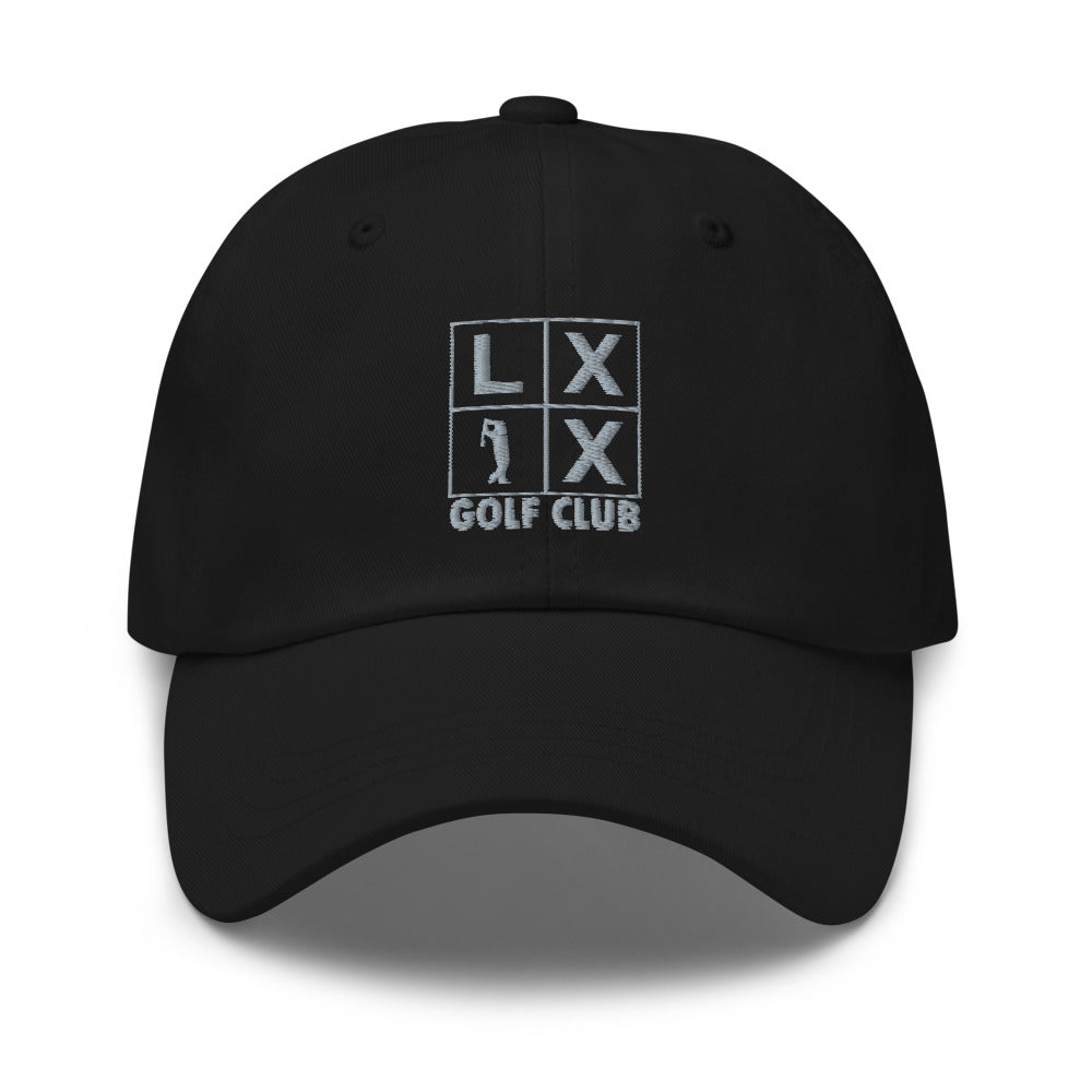 Four Box Logo Dad Hat — Low-Profile Cotton Golf Cap (Gray Logo)