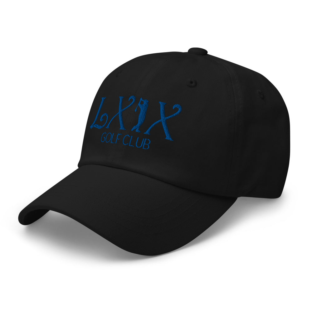 Curve Logo Dad Hat — Low-Profile Cotton Golf Cap (Blue Logo)