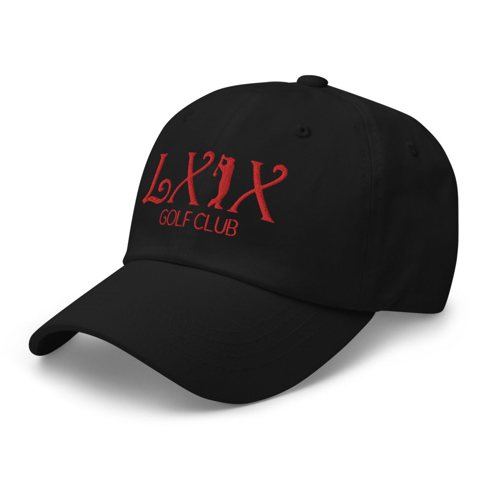 Curve Logo Dad Hat — Low-Profile Cotton Golf Cap (Red Logo)
