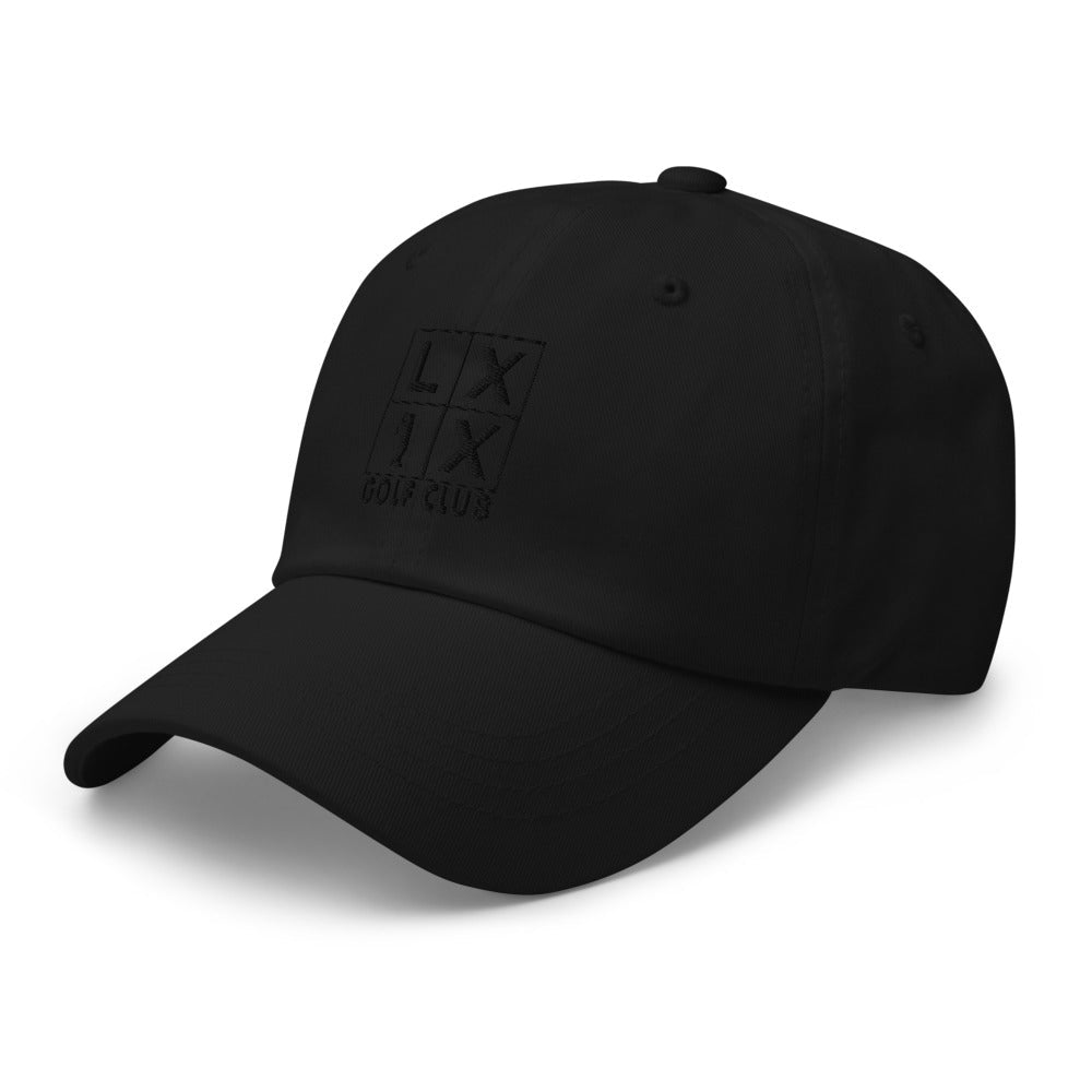 Four Box Logo Dad Hat — Low-Profile Cotton Golf Cap (Black Logo)