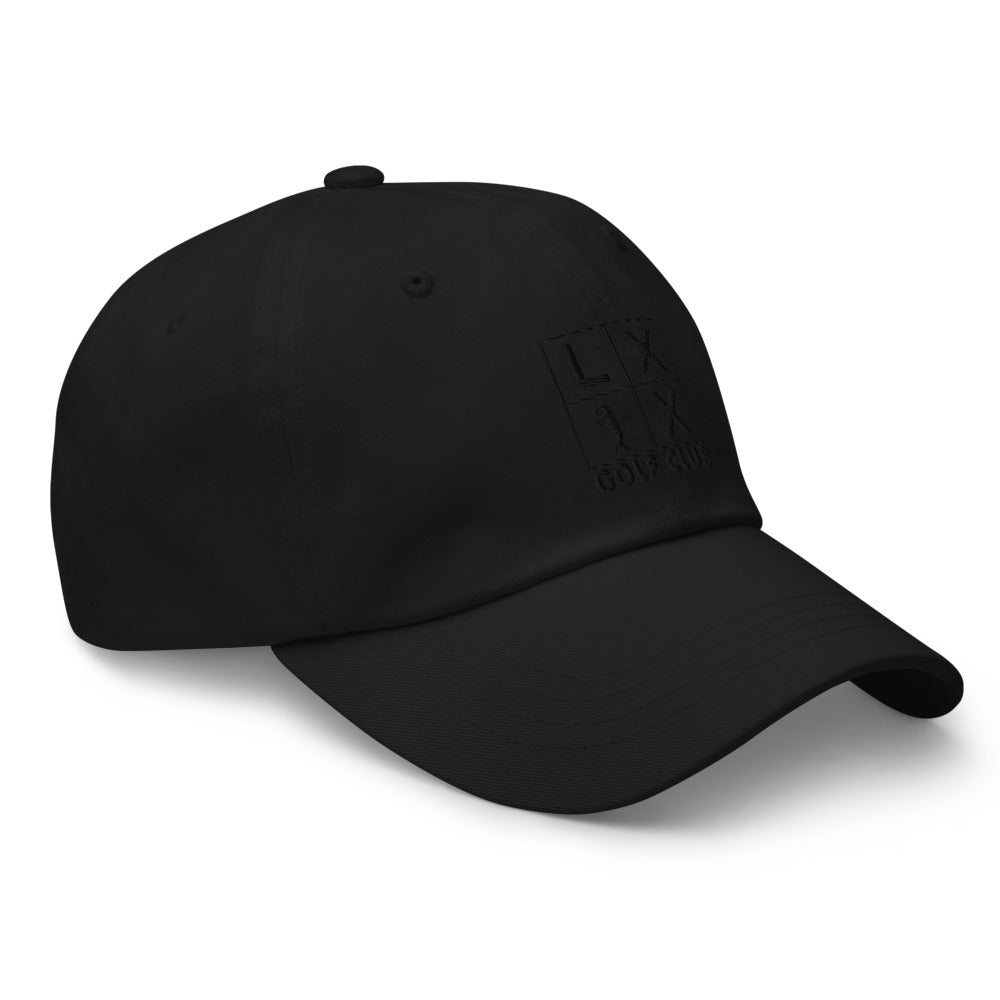 Four Box Logo Dad Hat — Low-Profile Cotton Golf Cap (Black Logo)