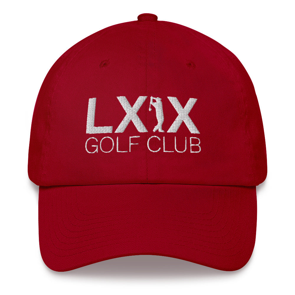 Swinger Logo Dad Hat — Low-Profile Cotton Golf Cap (White Logo)