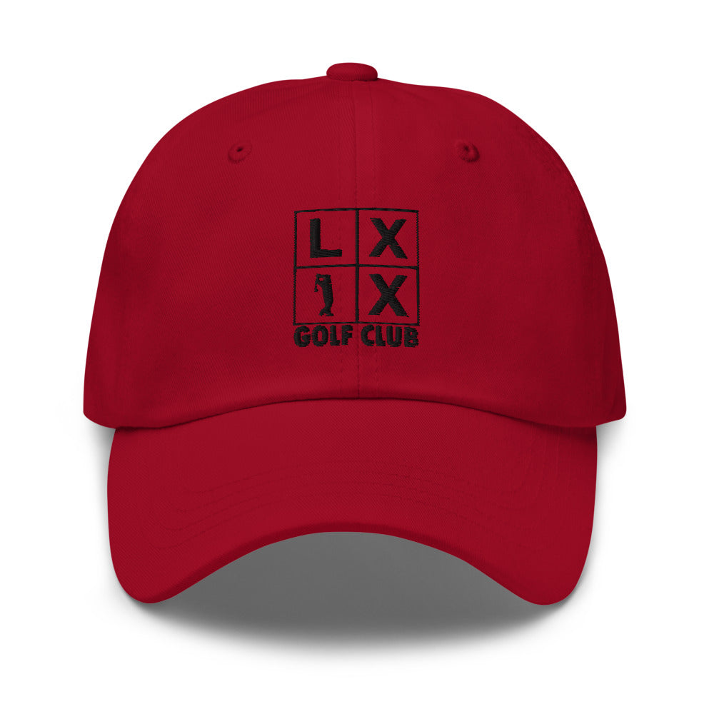Four Box Logo Dad Hat — Low-Profile Cotton Golf Cap (Black Logo)