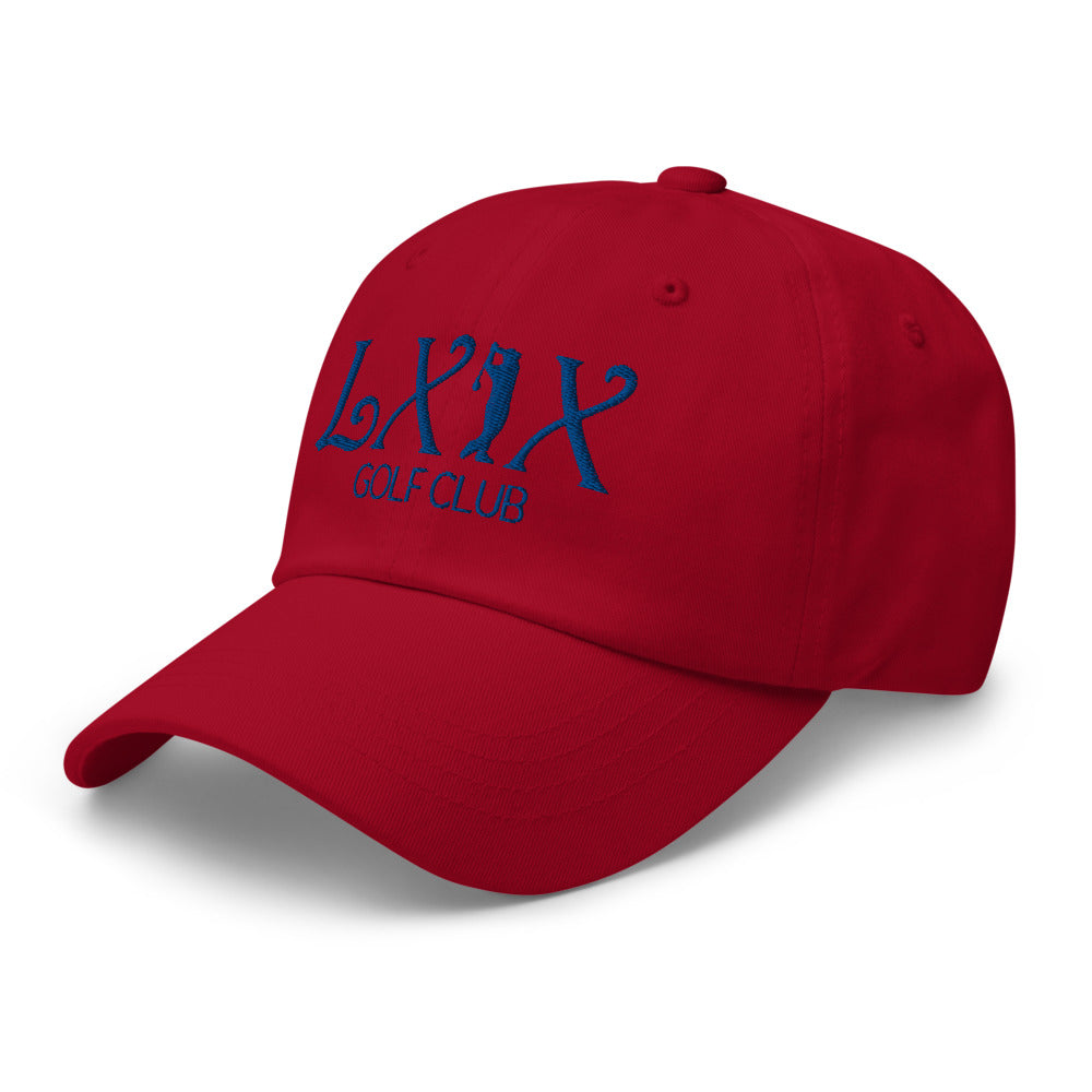 Curve Logo Dad Hat — Low-Profile Cotton Golf Cap (Blue Logo)