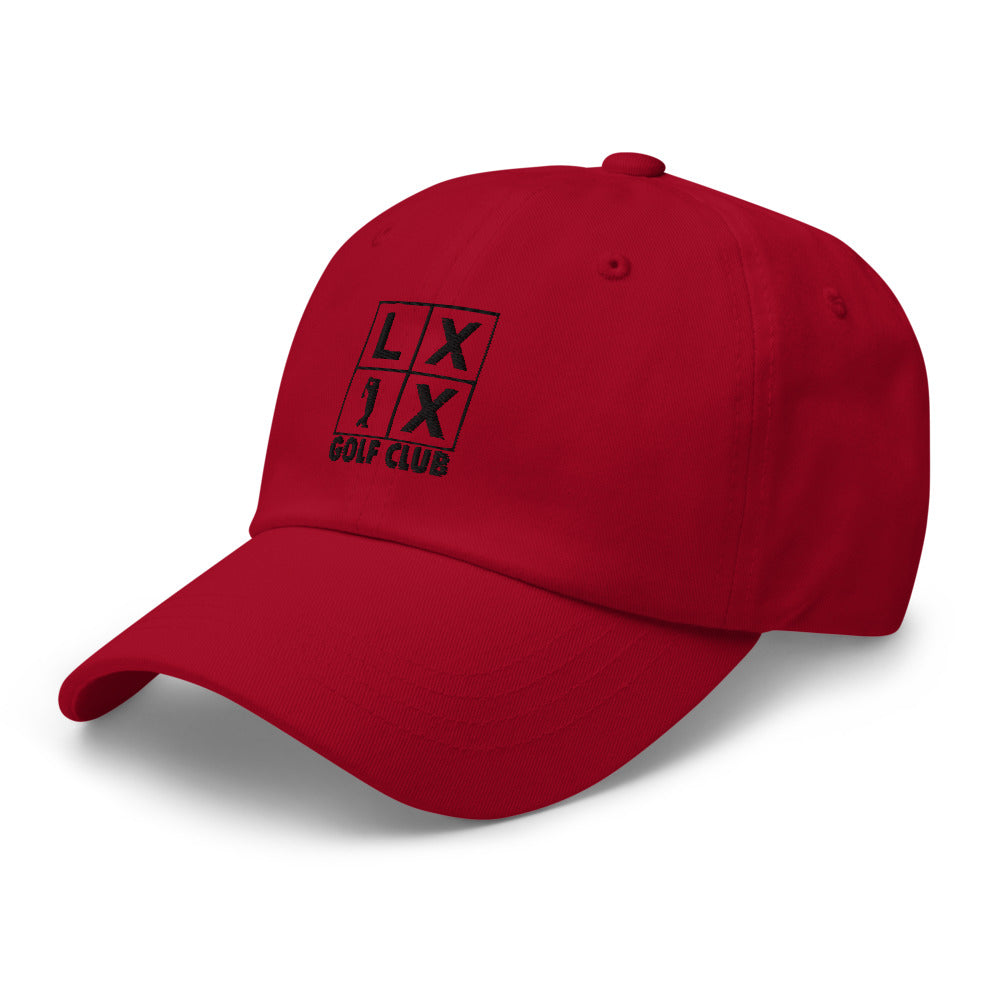 Four Box Logo Dad Hat — Low-Profile Cotton Golf Cap (Black Logo)