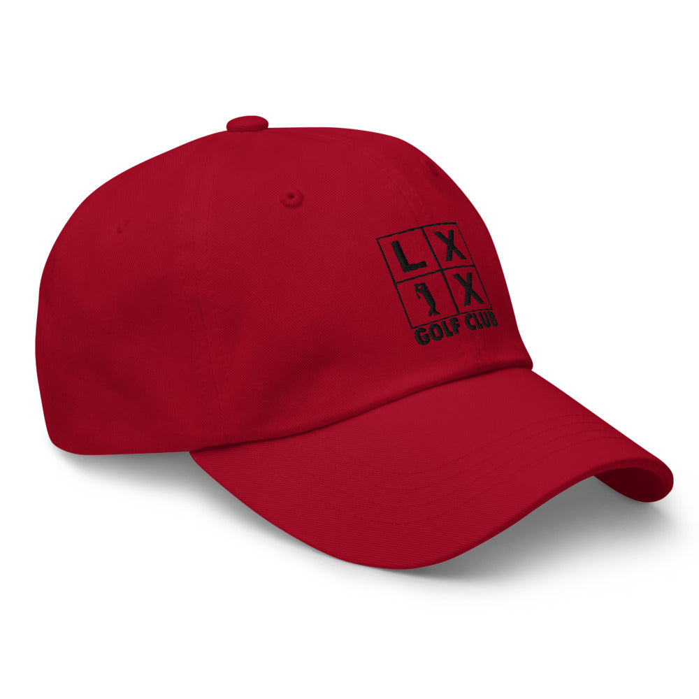 Four Box Logo Dad Hat — Low-Profile Cotton Golf Cap (Black Logo)