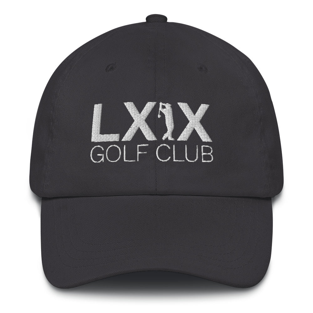 Swinger Logo Dad Hat — Low-Profile Cotton Golf Cap (White Logo)