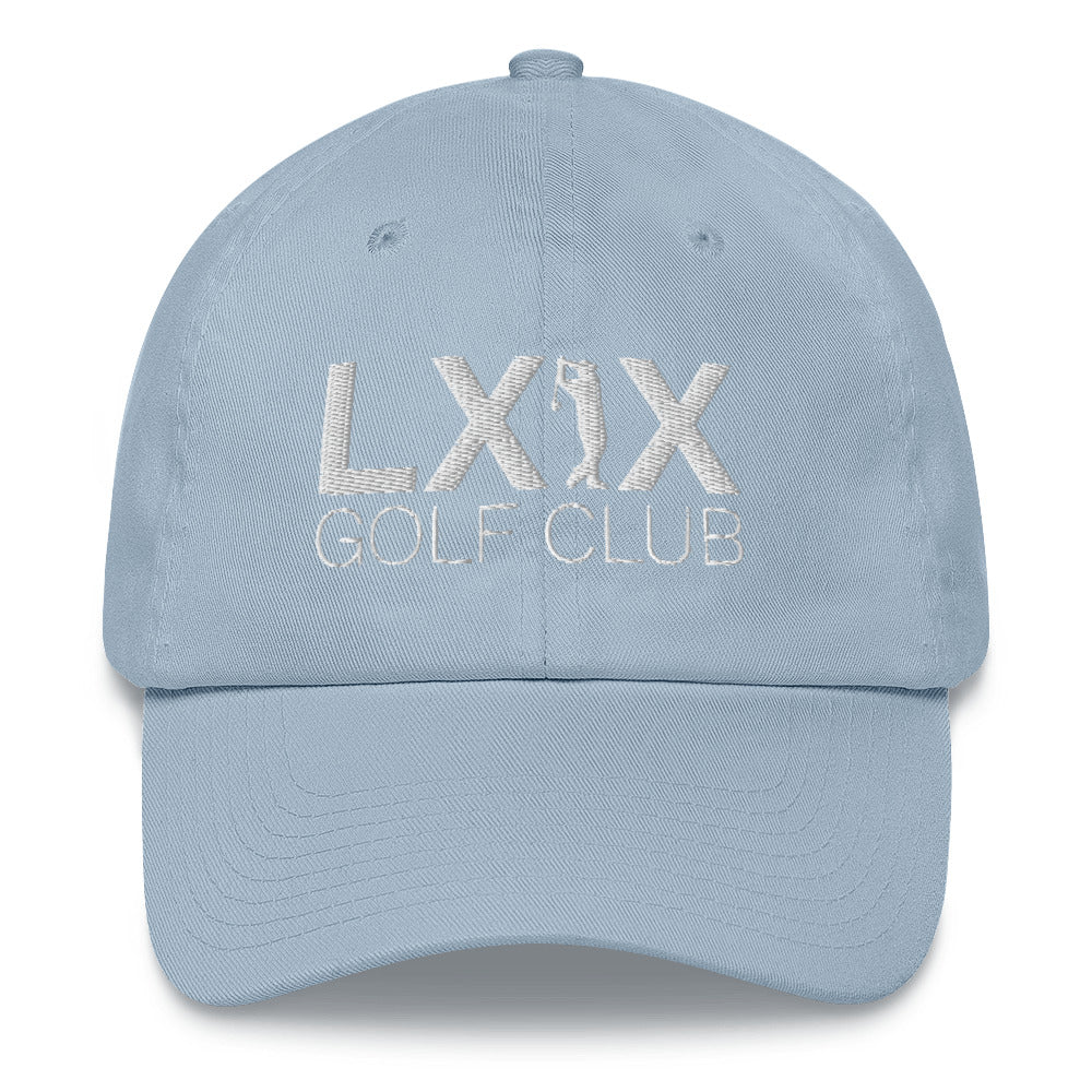 Swinger Logo Dad Hat — Low-Profile Cotton Golf Cap (White Logo)