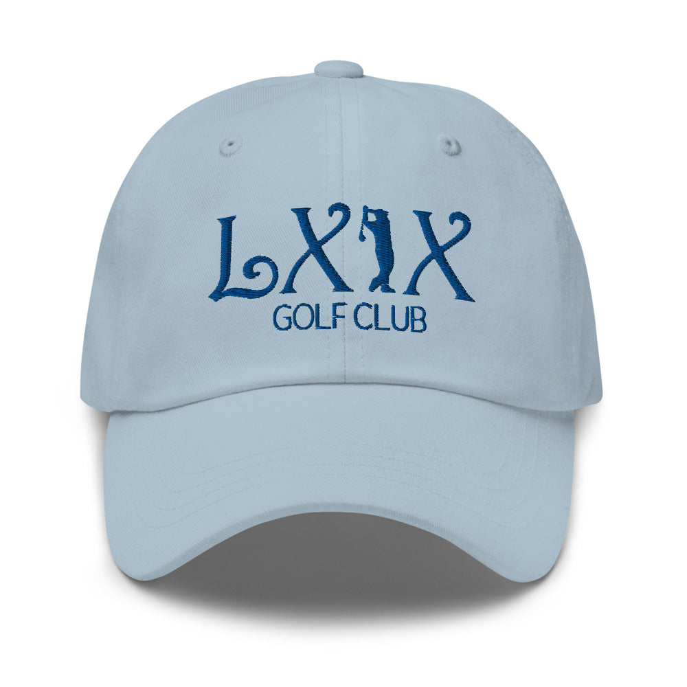 Curve Logo Dad Hat — Low-Profile Cotton Golf Cap (Blue Logo)