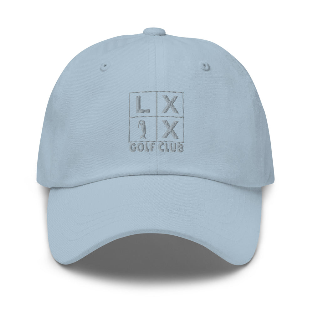 Four Box Logo Dad Hat — Low-Profile Cotton Golf Cap (Gray Logo)