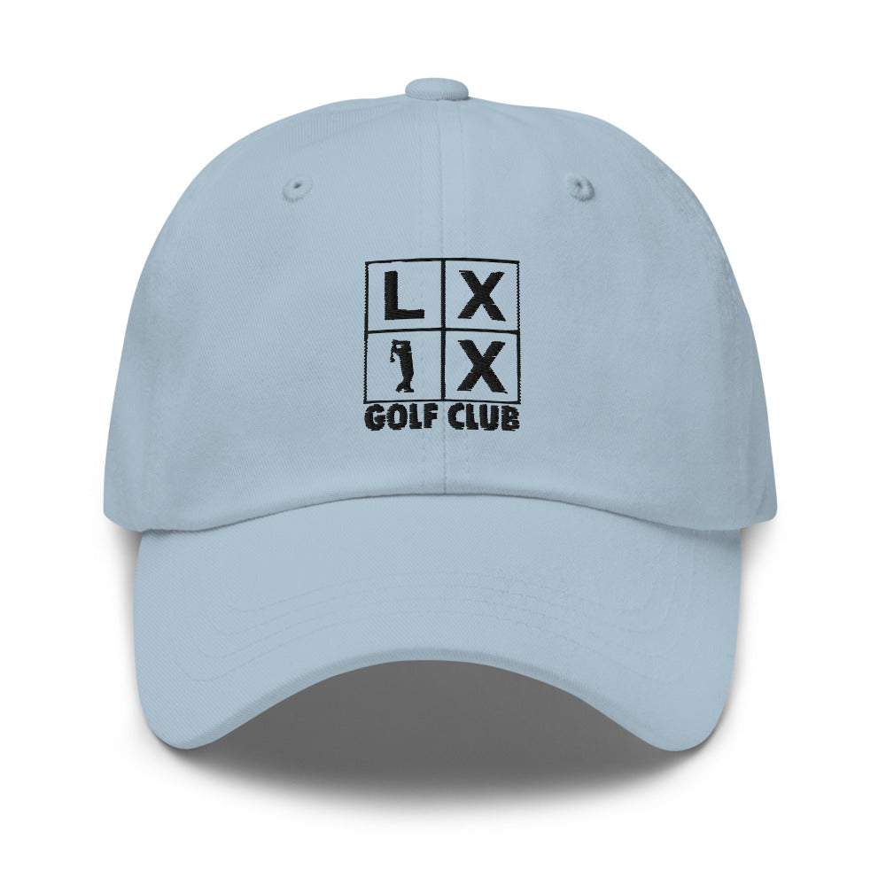 Four Box Logo Dad Hat — Low-Profile Cotton Golf Cap (Black Logo)
