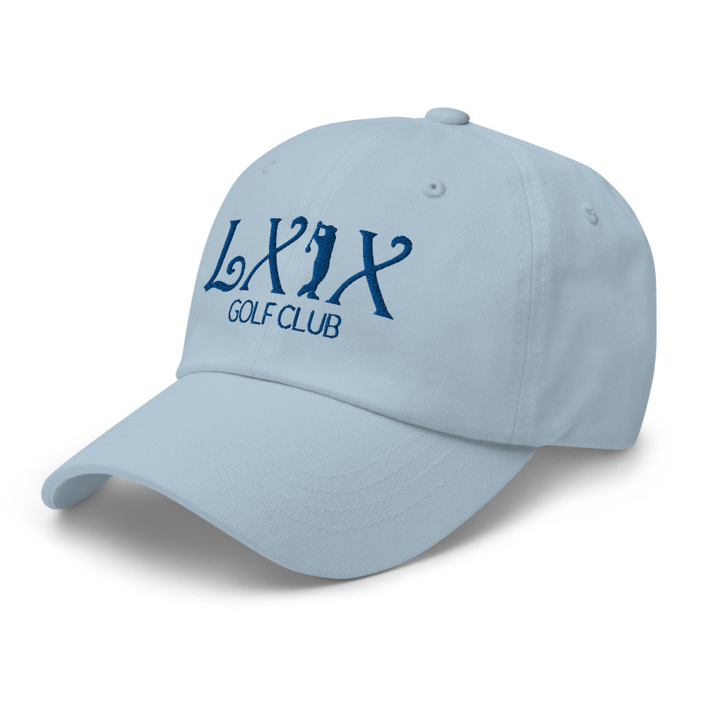 Curve Logo Dad Hat — Low-Profile Cotton Golf Cap (Blue Logo)