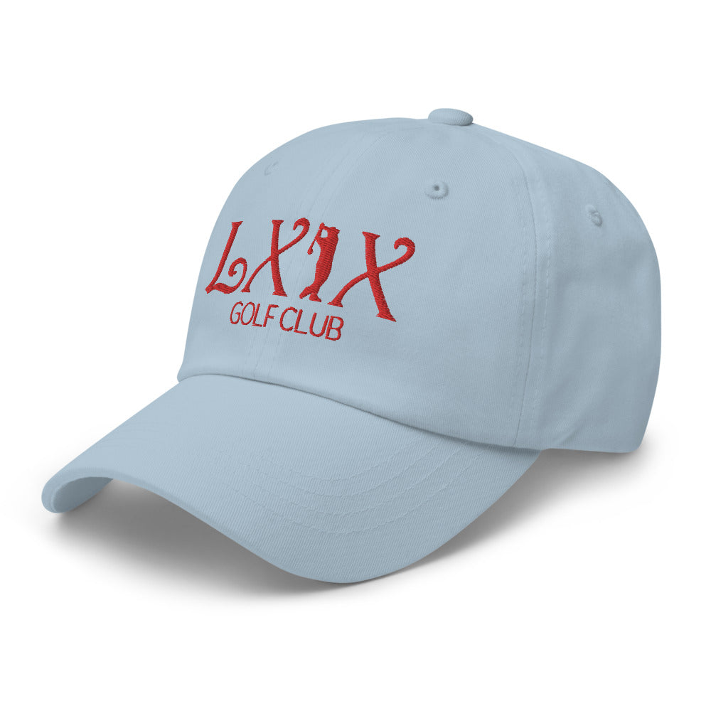 Curve Logo Dad Hat — Low-Profile Cotton Golf Cap (Red Logo)