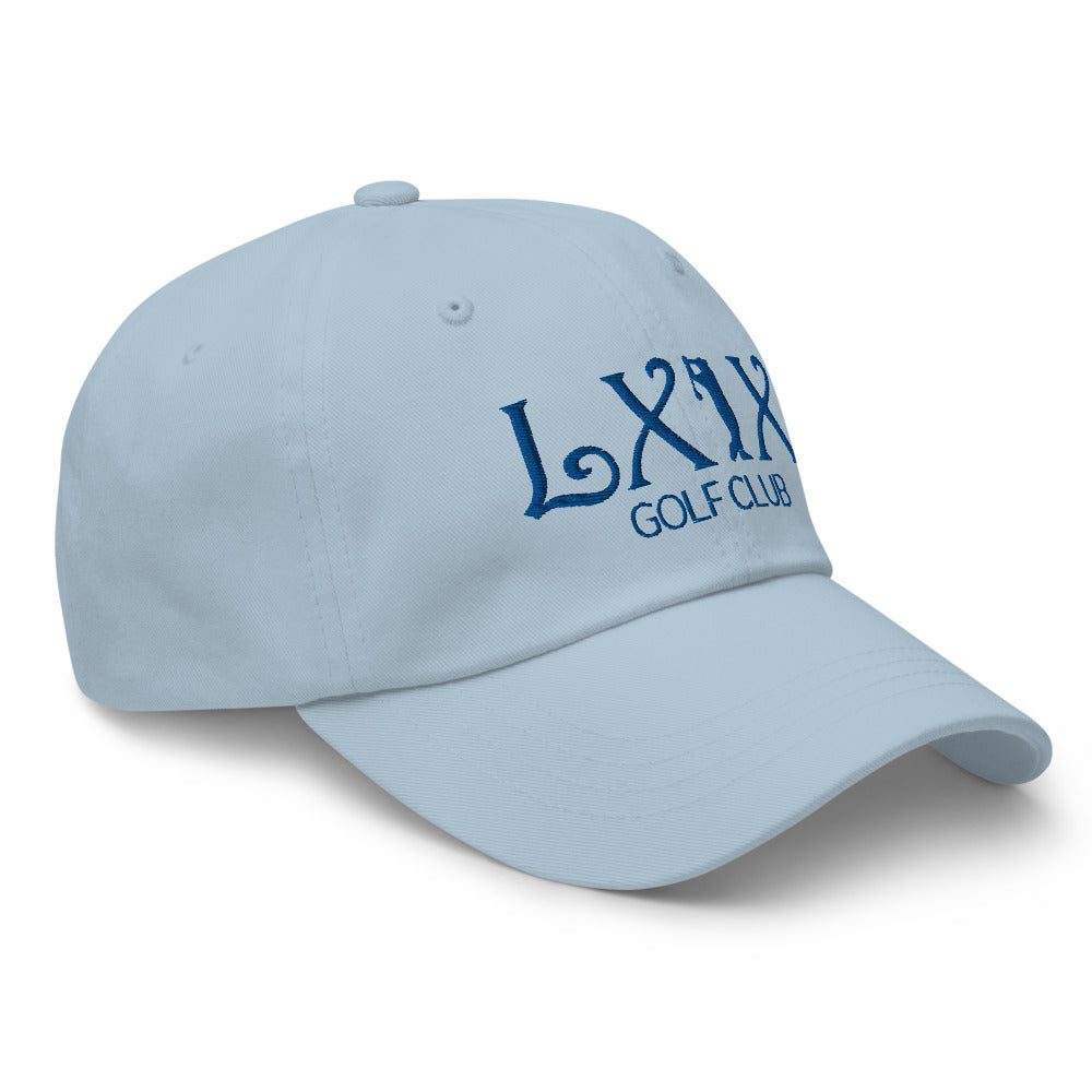 Curve Logo Dad Hat — Low-Profile Cotton Golf Cap (Blue Logo)