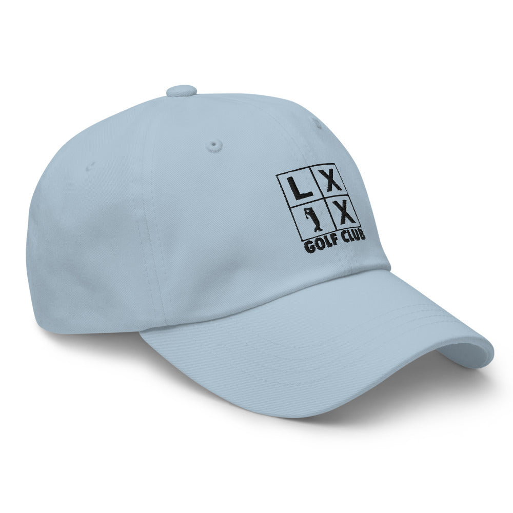 Four Box Logo Dad Hat — Low-Profile Cotton Golf Cap (Black Logo)