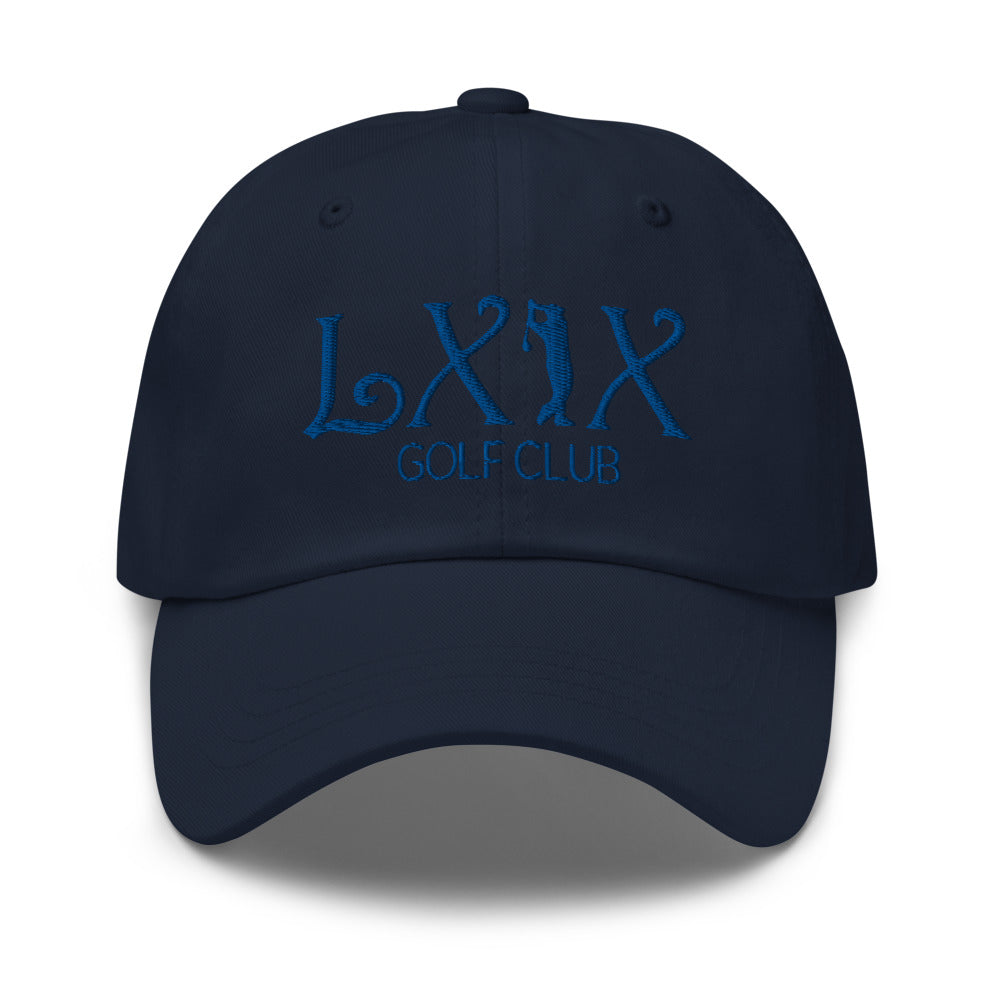 Curve Logo Dad Hat — Low-Profile Cotton Golf Cap (Blue Logo)
