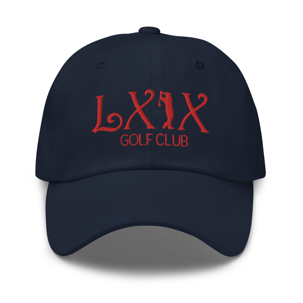 Curve Logo Dad Hat — Low-Profile Cotton Golf Cap (Red Logo)