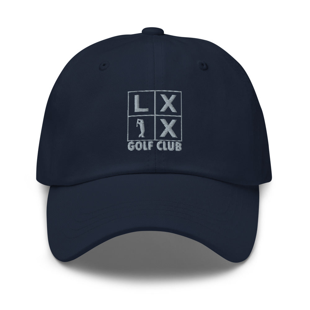 Four Box Logo Dad Hat — Low-Profile Cotton Golf Cap (Gray Logo)