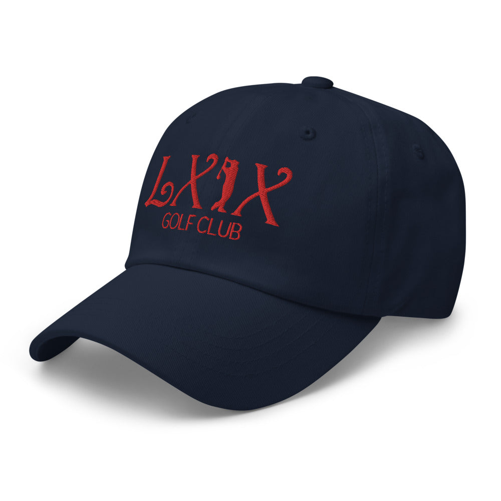 Curve Logo Dad Hat — Low-Profile Cotton Golf Cap (Red Logo)