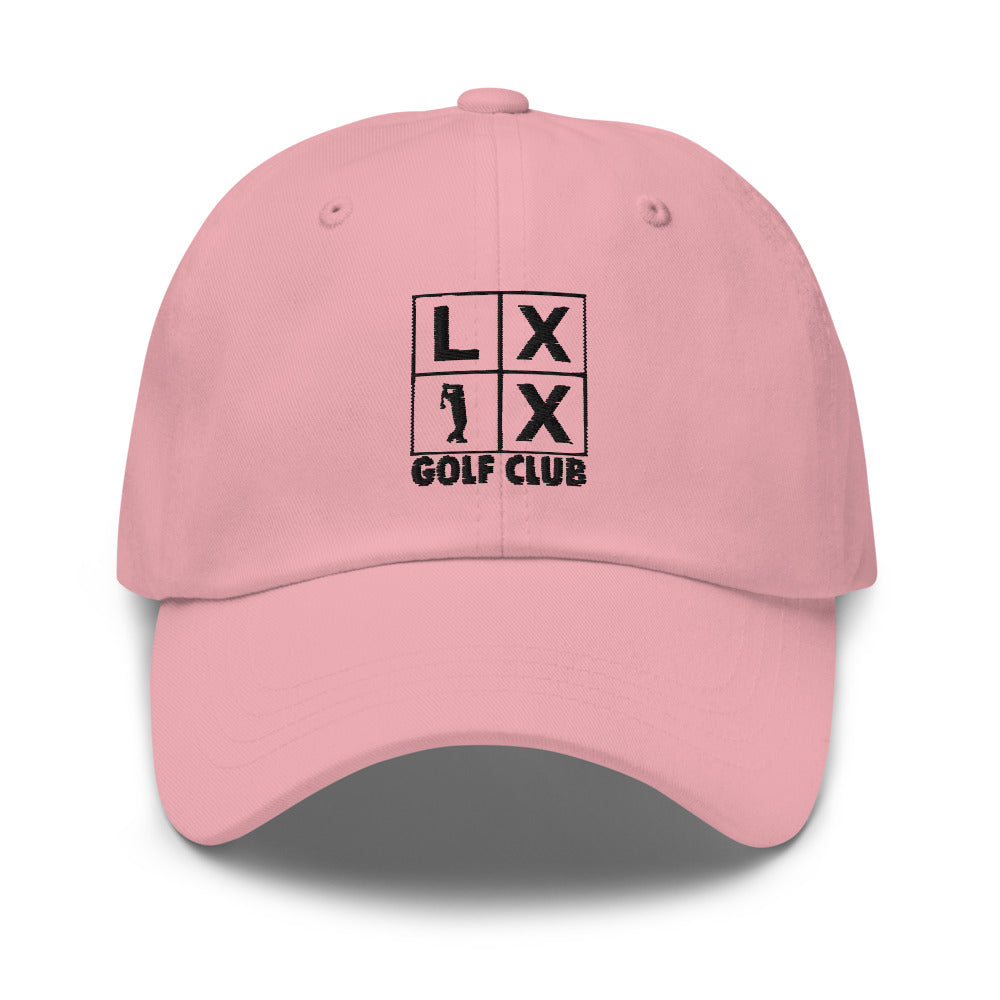 Four Box Logo Dad Hat — Low-Profile Cotton Golf Cap (Black Logo)