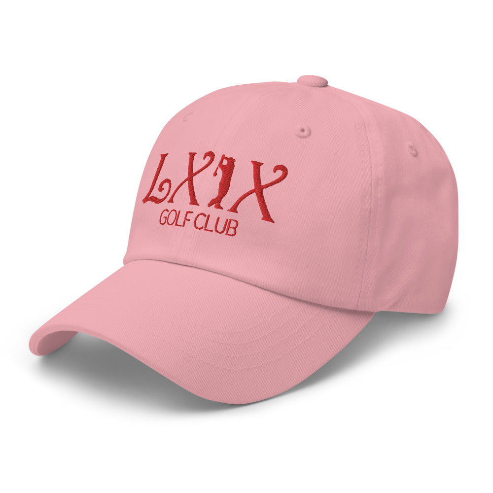 Curve Logo Dad Hat — Low-Profile Cotton Golf Cap (Red Logo)