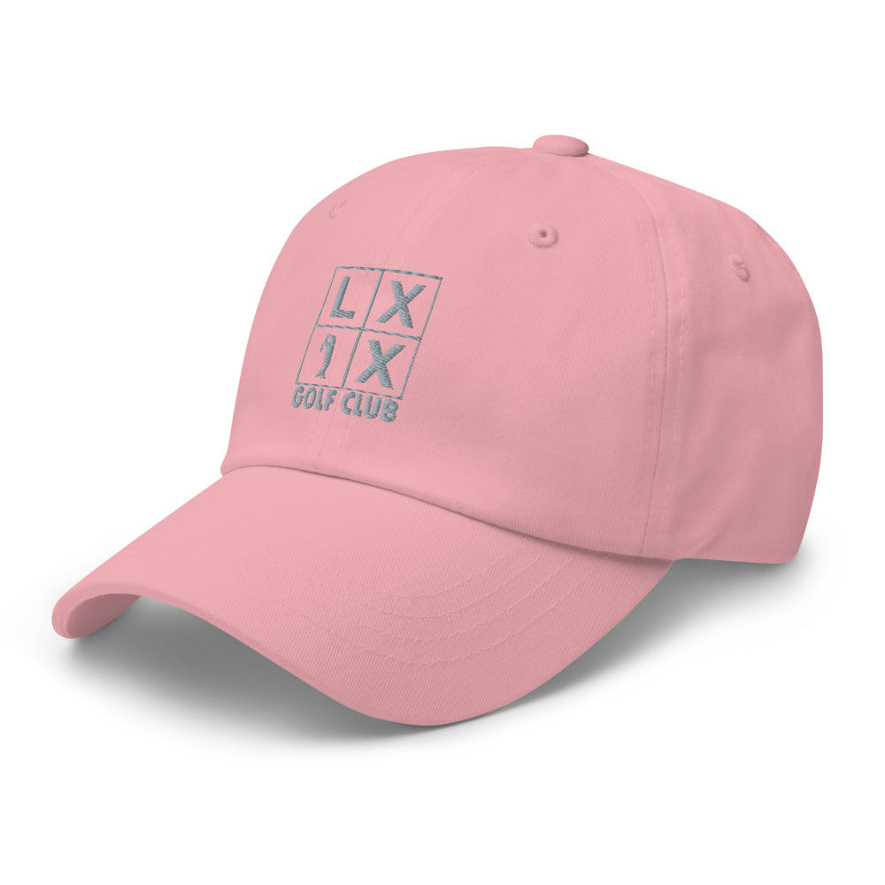Four Box Logo Dad Hat — Low-Profile Cotton Golf Cap (Gray Logo)