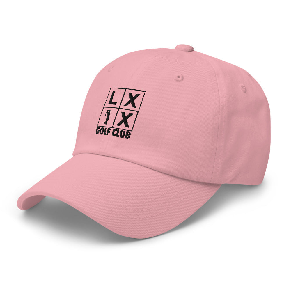 Four Box Logo Dad Hat — Low-Profile Cotton Golf Cap (Black Logo)