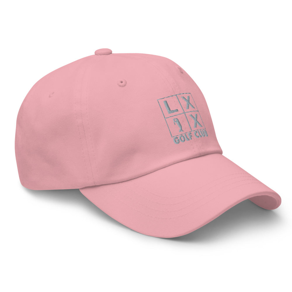 Four Box Logo Dad Hat — Low-Profile Cotton Golf Cap (Gray Logo)