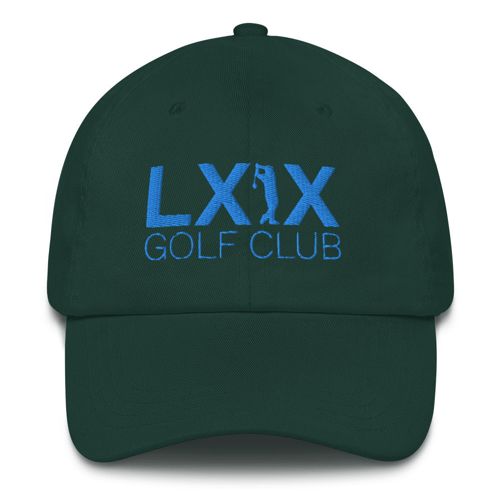 Swinger Logo Dad Hat — Low-Profile Cotton Golf Cap (Aqua Logo)