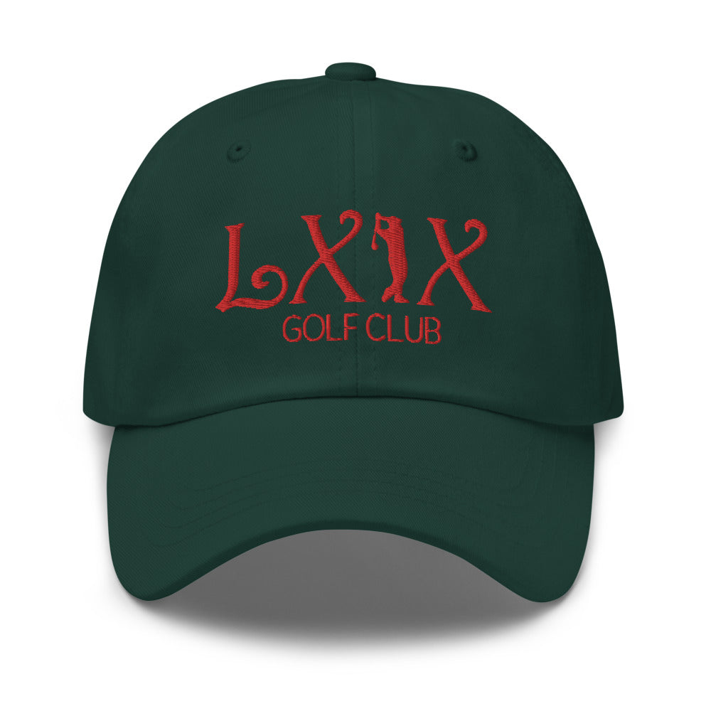 Curve Logo Dad Hat — Low-Profile Cotton Golf Cap (Red Logo)