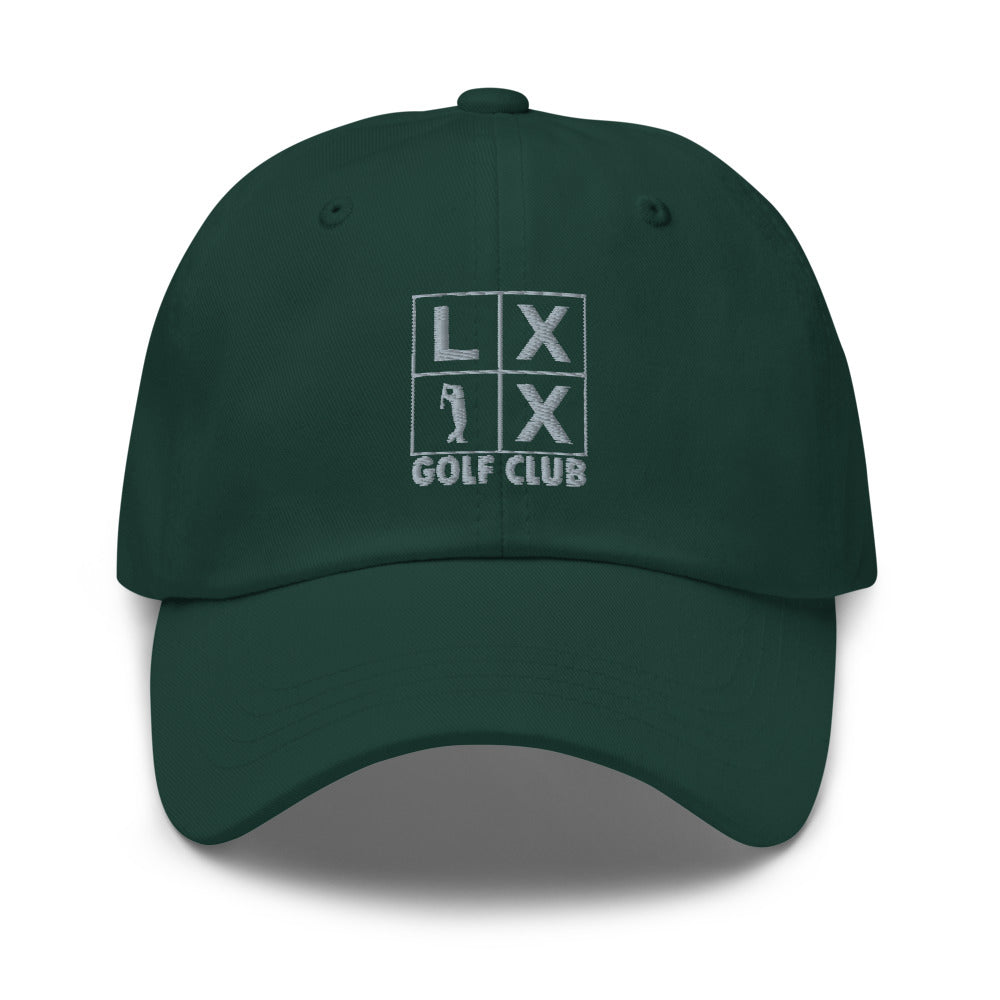 Four Box Logo Dad Hat — Low-Profile Cotton Golf Cap (Gray Logo)