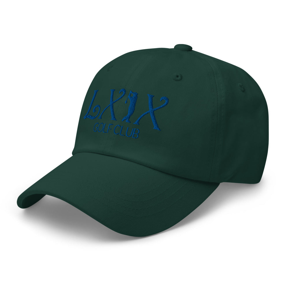 Curve Logo Dad Hat — Low-Profile Cotton Golf Cap (Blue Logo)
