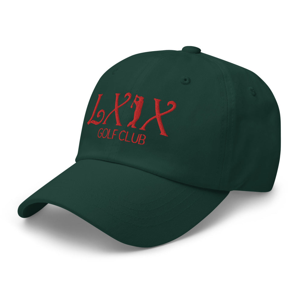 Curve Logo Dad Hat — Low-Profile Cotton Golf Cap (Red Logo)