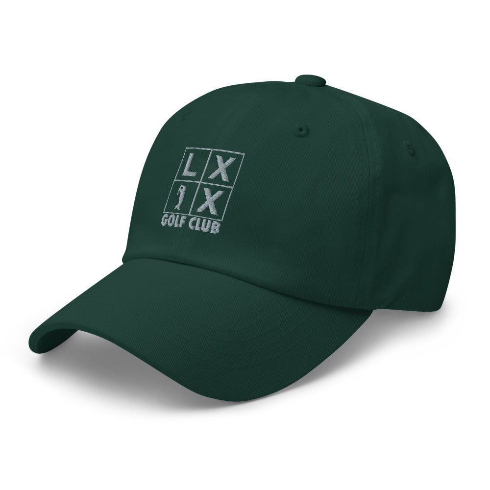 Four Box Logo Dad Hat — Low-Profile Cotton Golf Cap (Gray Logo)