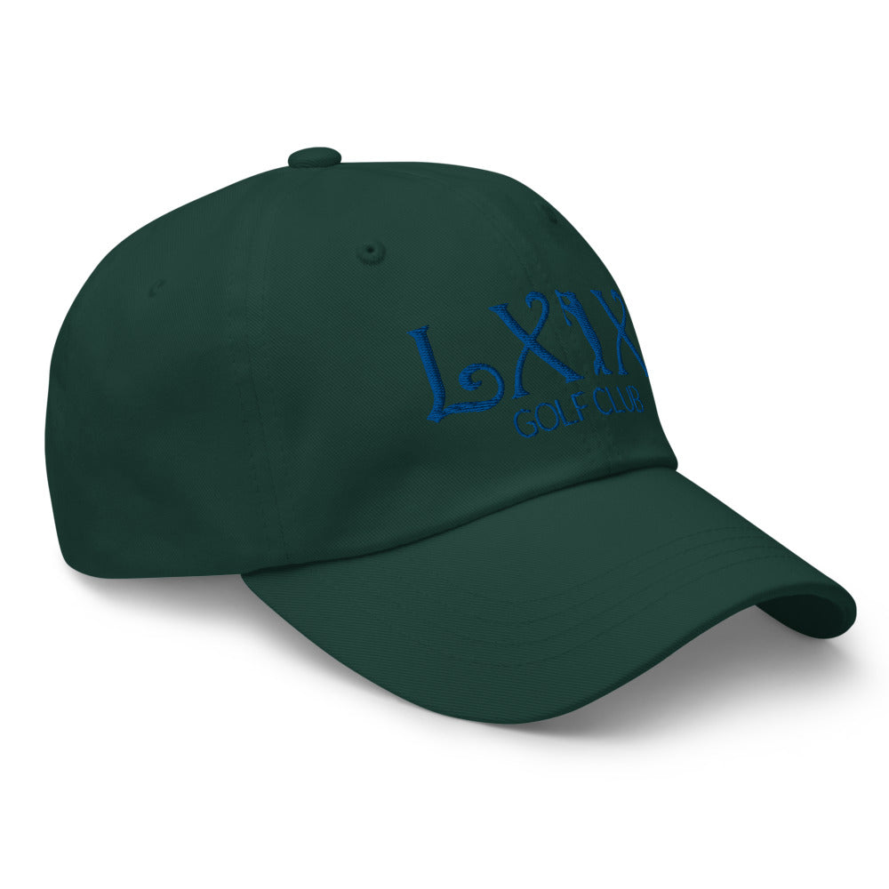 Curve Logo Dad Hat — Low-Profile Cotton Golf Cap (Blue Logo)