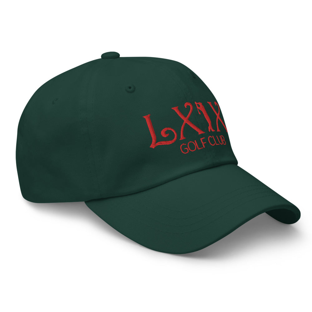 Curve Logo Dad Hat — Low-Profile Cotton Golf Cap (Red Logo)