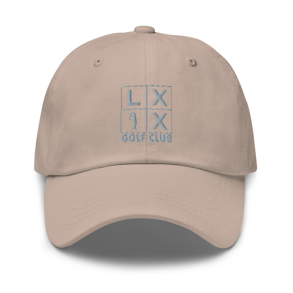 Four Box Logo Dad Hat — Low-Profile Cotton Golf Cap (Gray Logo)