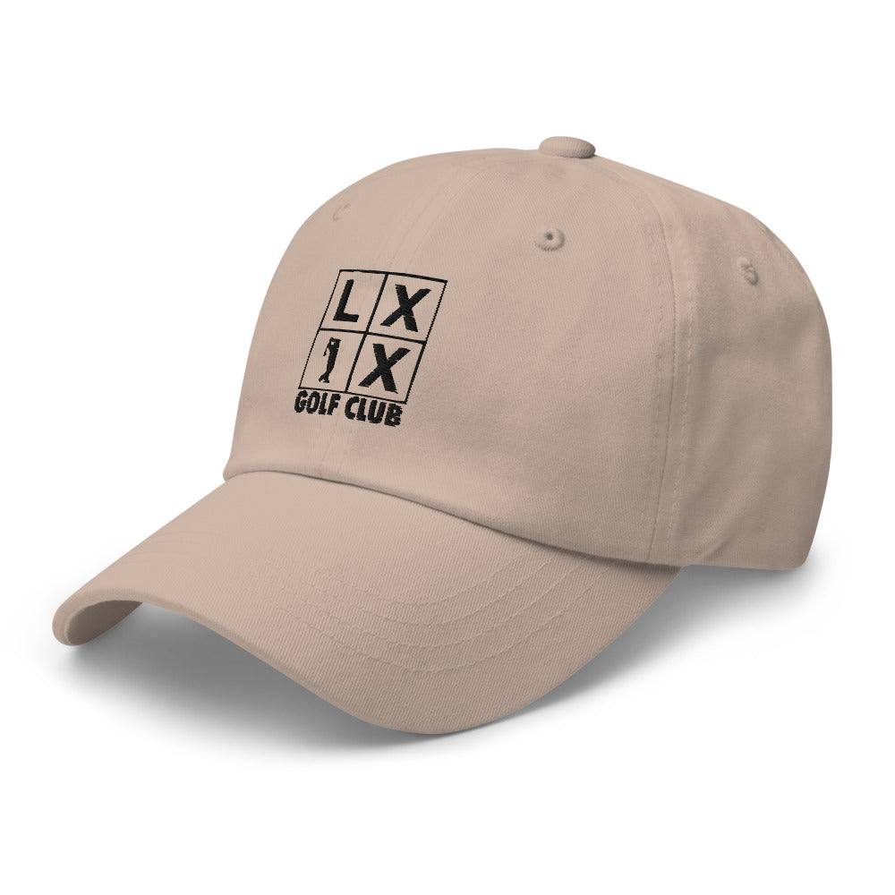 Four Box Logo Dad Hat — Low-Profile Cotton Golf Cap (Black Logo)