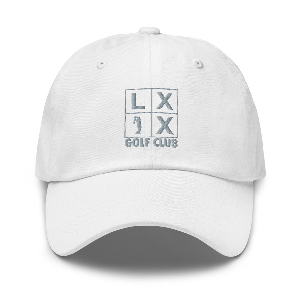 Four Box Logo Dad Hat — Low-Profile Cotton Golf Cap (Gray Logo)