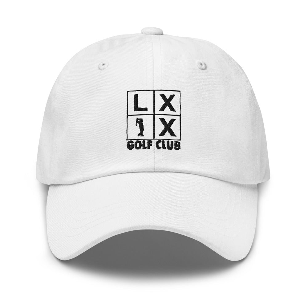 Four Box Logo Dad Hat — Low-Profile Cotton Golf Cap (Black Logo)