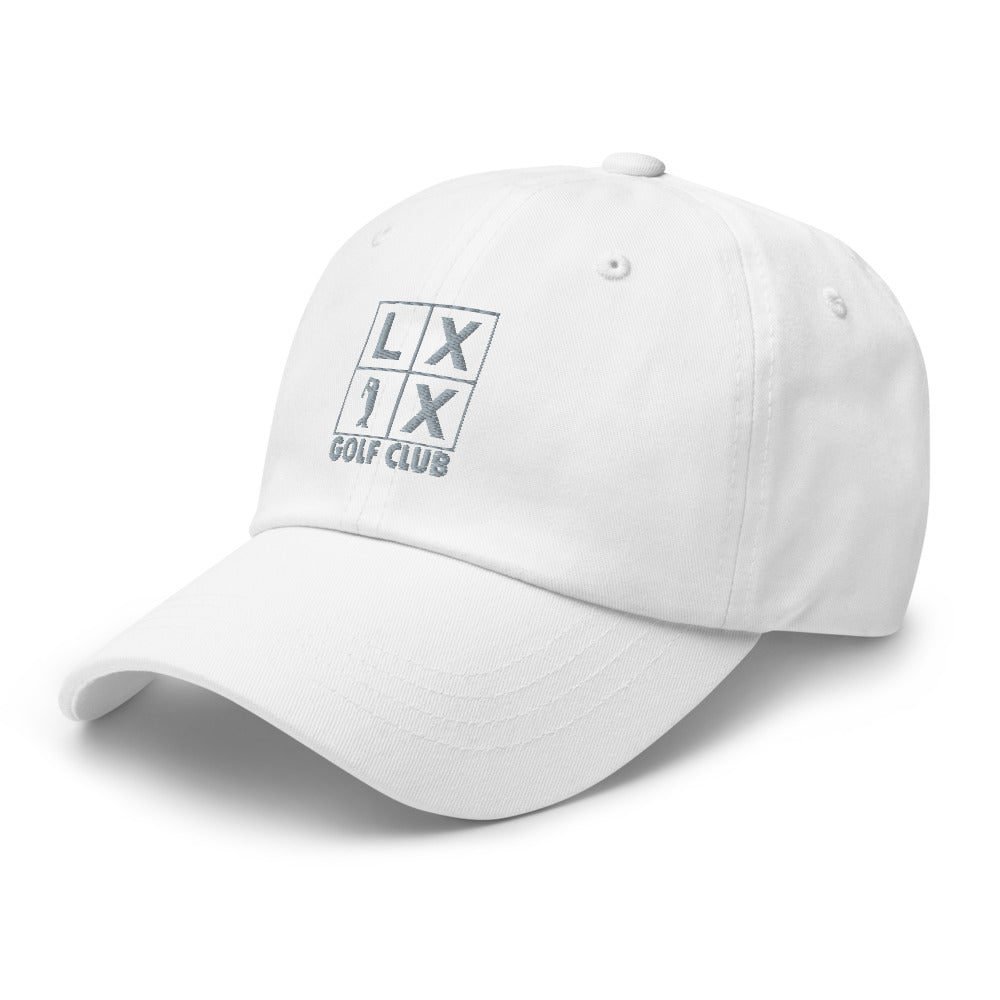 Four Box Logo Dad Hat — Low-Profile Cotton Golf Cap (Gray Logo)