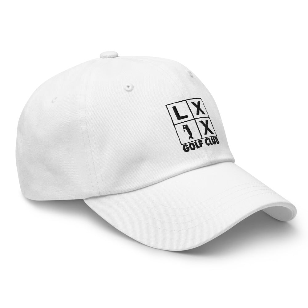 Four Box Logo Dad Hat — Low-Profile Cotton Golf Cap (Black Logo)