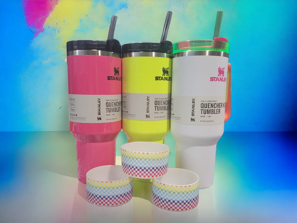 Bright AF Checkers Silicone Boot Bumper Sleeve for tumblers
