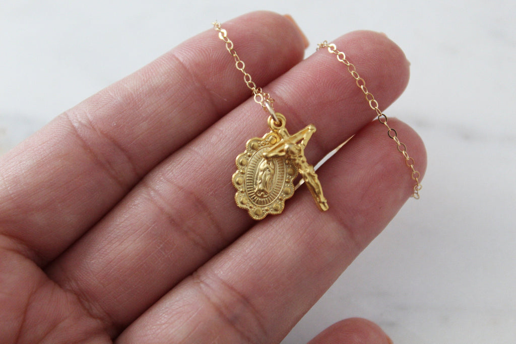 Our Lady of Guadalupe Scalloped and Crucifix